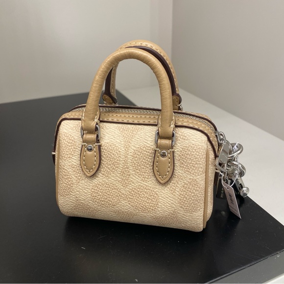 Coach Mini Rowan Satchel Bag Charm In Signature Canvas CX068 - Picture 3 of 9